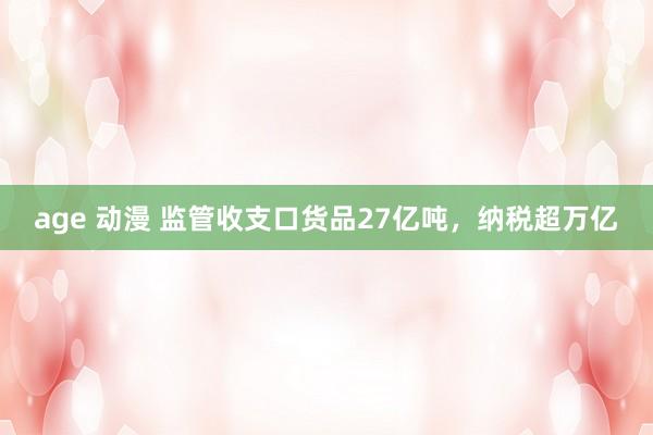 age 动漫 监管收支口货品27亿吨，纳税超万亿